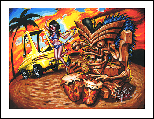 Von Franco ヴォン・フランコ 　TIKI　アート・ポスター　サイン入り Von Franco Freaky Tiki's Tower Records Poster Pop Sticker Pack